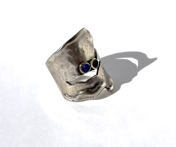 Sterling Silver Lapis Handmade Ring,Vintage Sterl… - image 3