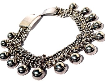 925 Sterling Silver Vintage Mexico Cuban Link Bracelet 8 1/4