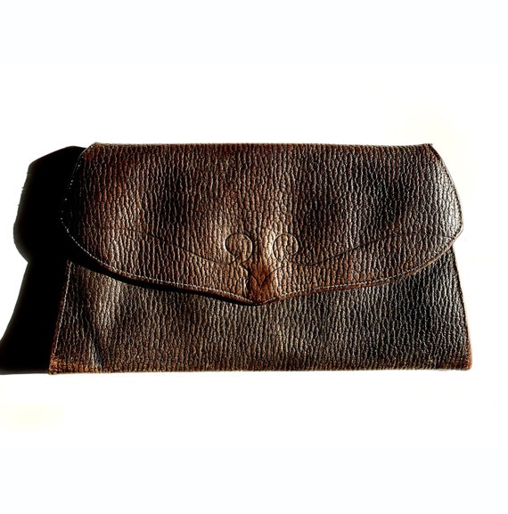 Vintage Art Deco Leather Clutch/Purse/Handbag,Vint