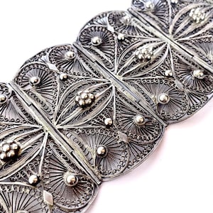 Vintage Sterling Silver Egyptian Filigree Bracelet,Sterling Silver Filigree Bracelet,Egyptian Large Filigree Bracelet,Statement Bracelet