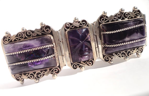 Mexican,Mexico Bracelet,Vintage Mexican Amethyst S