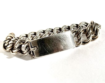 925 Sterling Silver Vintage Mexico Solid 96.9g ID Cuban Link