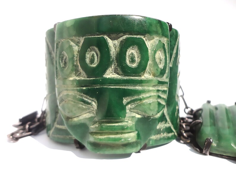 Vintage Mexican Bracelet,Mexico Bracelet,Mexican Sterling Silver Onyx Bracelet,Carved Tribal Face Bracelet,Antique Mexican Bracelet,137grams