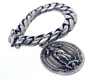 925 Sterling Silver Vintage Mexico Cuban Link Bracelet 6.75