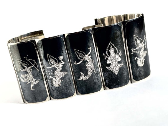 Siam Sterling Silver Niello Bracelet,Vintage Siam… - image 3