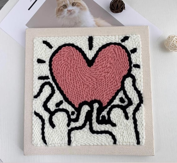 Lover Heart Punch Needle Kit – Beginner DIY Embroidery Craft Kit, Modern Wall Art, Yarn Punch Needle Embroidery - Shipping