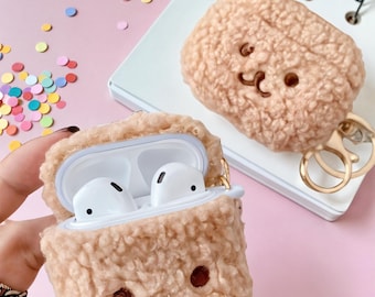 Plush Teddy Bear AirPods Case w/ Keychain | Soft Protective Cover