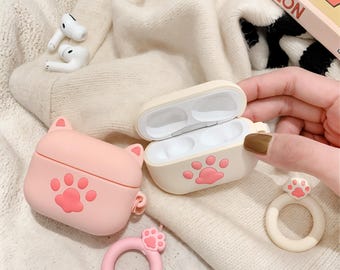 Cat Paw AirPods Case with Ring | Soft Silicone Protective Cover (AirPods 1-3, Pro, Pro 2)