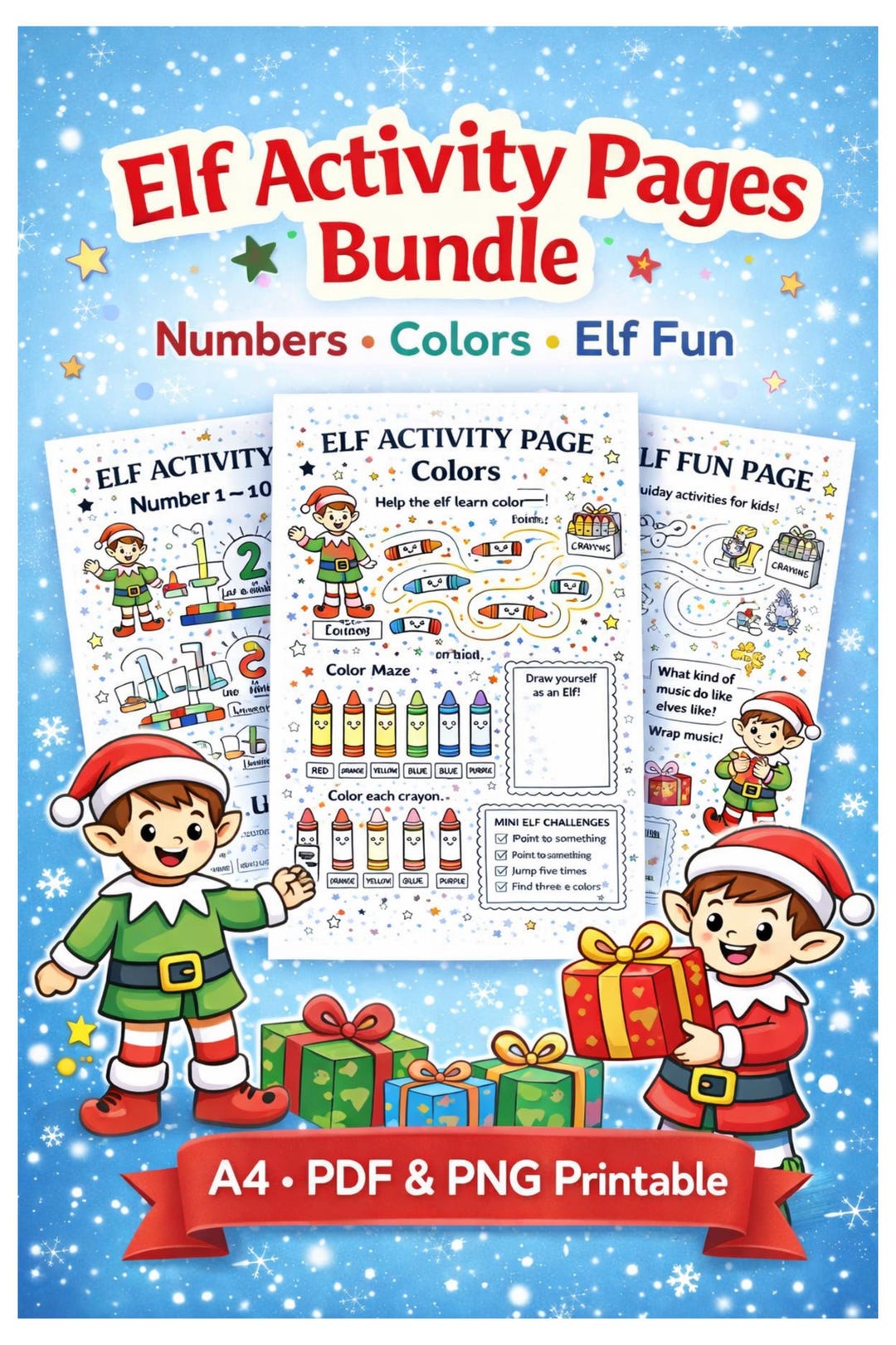 Elf Activity Pages Bundle | Preschool Christmas Worksheets (printable ...
