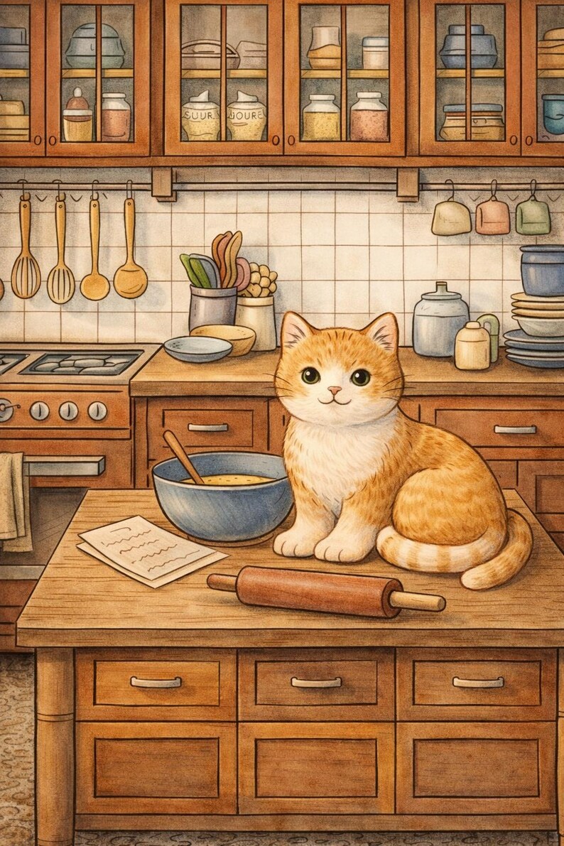 cozy cat coloring page kitchen scene adult coloring book printable cozy home interior cat illustration relaxing coloring page detailed line art cat lover gift stress relief coloring aesthetic kitchen cat baking scene cute cat cozy life coloring page instant download printable coloring book page mindfulness coloring relaxing hobby cozy aesthetic adult coloring pages