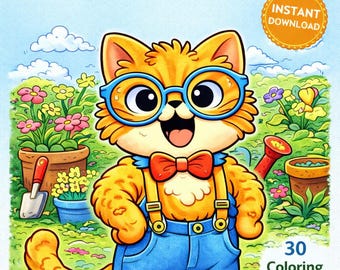 Funny Cats Coloring Book – World Cat Day Edition (30 Pages) (Digital Download)