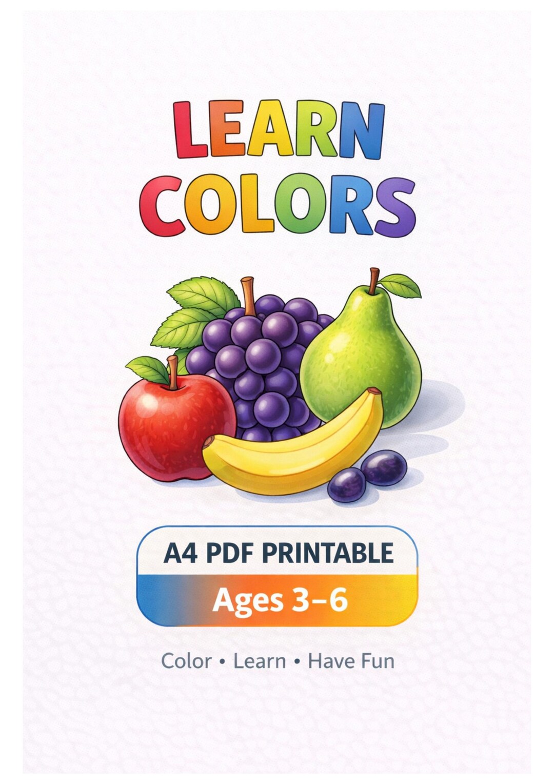 Learn Colors Fruits Coloring Book for Kids | A4 Printable PDF ...