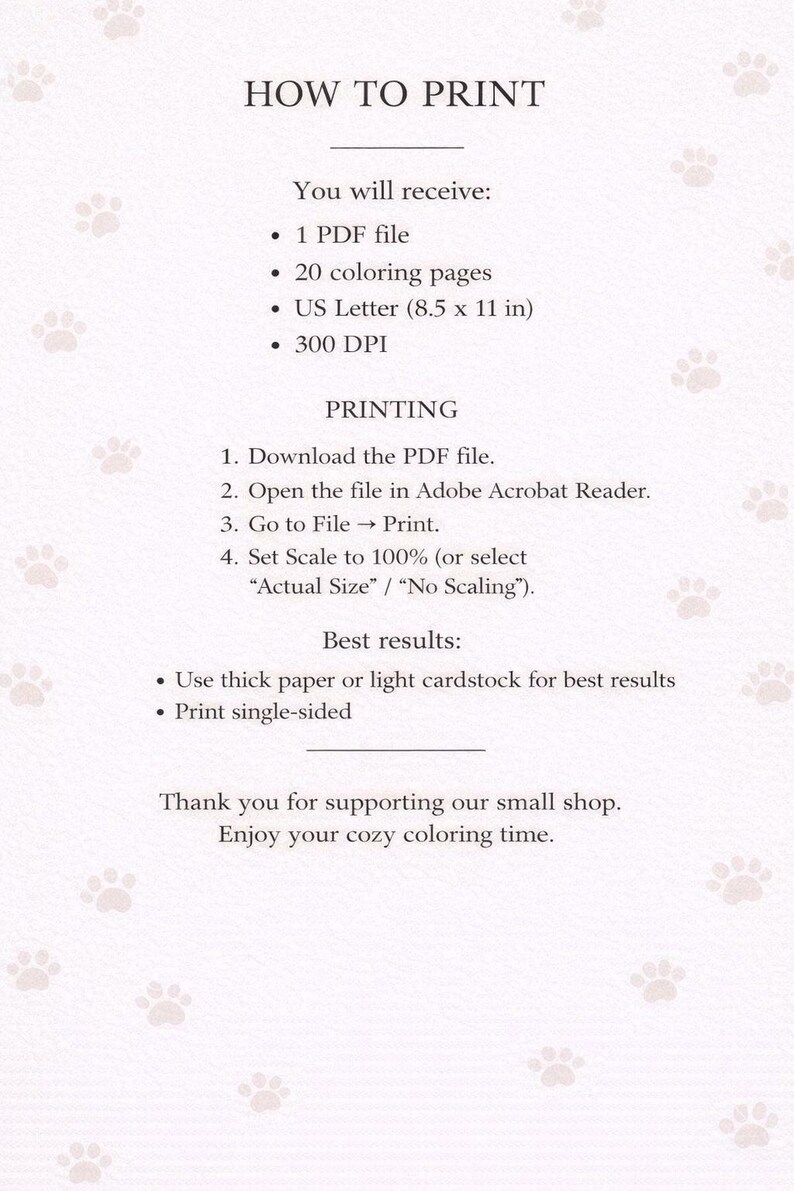 how to print coloring pages guide, printable coloring book instructions, instant download pdf coloring book, cozy cat coloring pages print guide, adult coloring book pdf instructions, US letter 300 DPI high quality print, easy home printing guide, digital download coloring pages, stress relief coloring book, cat lover printable coloring, premium line art coloring pages, instant print coloring book, cozy aesthetic coloring pages