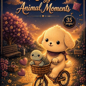 Cozy Animal Coloring Book for Adults 35 Pages Relaxing Scenes Digital Download