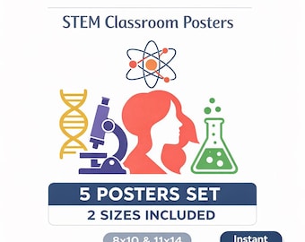 STEM Classroom Posters Set Printable, Women in Science Wall Art for Teachers, School Decor