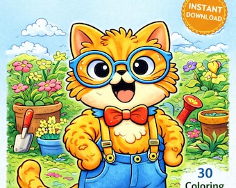 Funny Cats Coloring Book – World Cat Day Edition (30 Pages) (Digital Download)