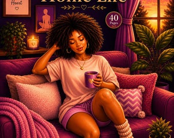 Cozy Home Life Coloring Book,Black Woman Self Care,40 Pages,Digital Download