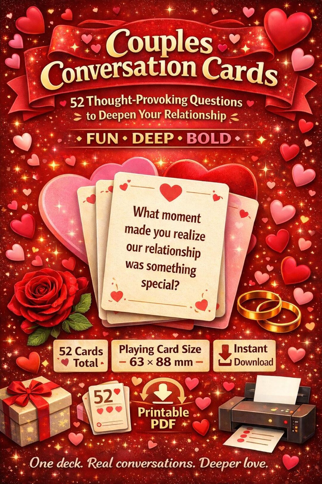 Printable – 52 Fun Deep Bold Questions for Couples – Date Night ...