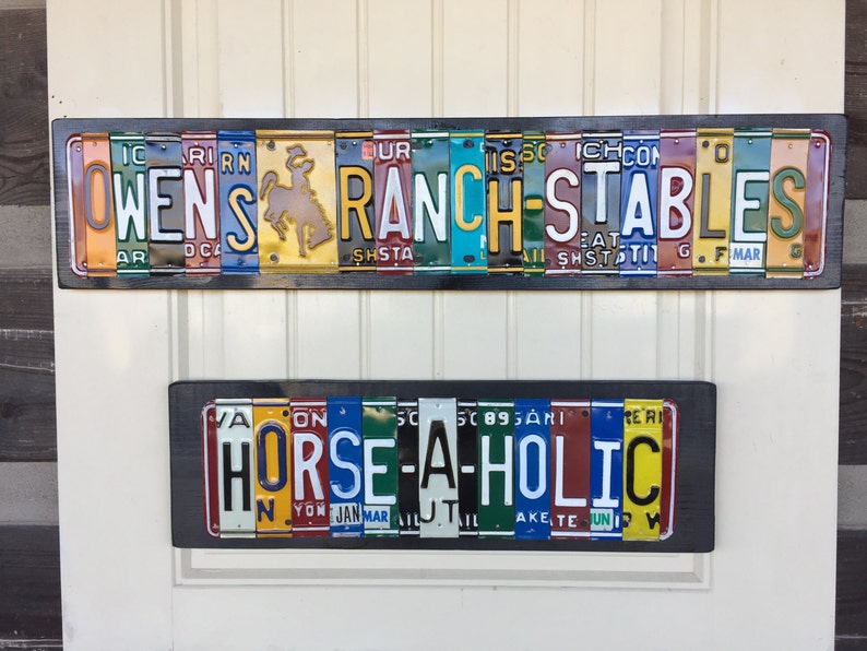 Business Signs--license plate signs--horse signs--gifts for horse person--ranch signs--barn decor--ranch decor--stable sign--