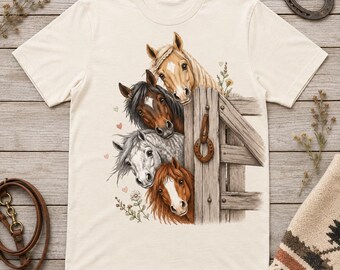 Four Horses Farm Gate PNG, Rustic Western Equestrian Design (Digital Download)