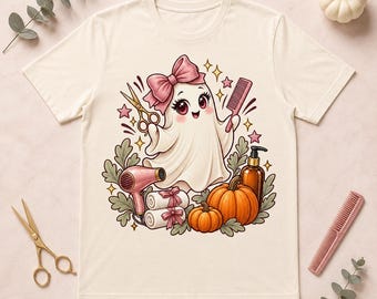 Spooky Hairstylist Ghost PNG, Halloween Salon Design (Digital Download)
