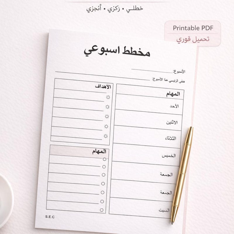 Arabic Weekly Planner - Etsy