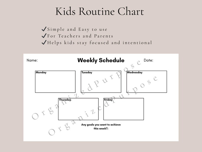 Kids Student Routine Chart | Printable Student Organizer PDF | - Etsy