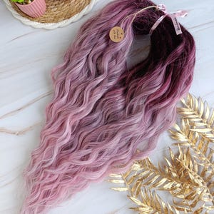Dreadlock curls set | DE synthetic wavy dreadlock extensions | Pastel pink ombre color | Dread curls/waves