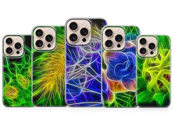 Neon Blumen Handyhülle - Abstraktes Florales Leuchten - iPhone 17 16 15 14 - Samsung S25 S24 - Pixel 10 9 - Buntes Elektrisches Kunst Case