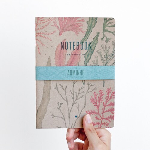 SALE -35%  - SEAWEEDS illustration - notebooks - recycled brown cover -  SEA5015B