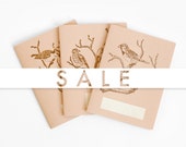SALE !!! Notebook birds trio - lot of 3 - letterpress BIR06002
