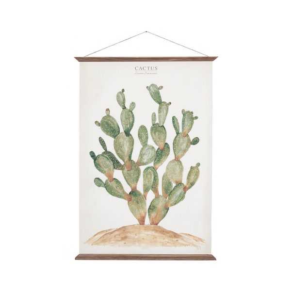 Cactus - Opuntia Jamaicensis - plant botanic watercolor paint art print illustration wall decor poster - CAC1001