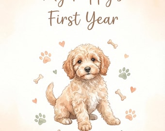Welpen Erstes Jahr Erinnerungsbuch | Druckbares Hunde Journal PDF | Hunde Meilensteine & Wachstums-Tracker