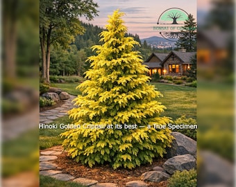 Chamaecyparis obtusa ‘Crippsii’ Golden Hinoki Cypress –  Live Plant 1 Gal or 3-4" Nursery Pot