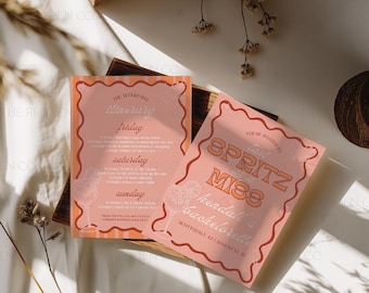 Last Spritz as a Miss Canva Invite | Vintage Inspired Aperol Bach Invitation Template