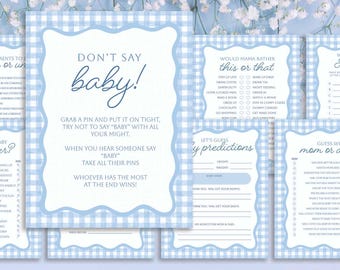 Classic Blue Baby Shower Games Bundle (Instant Download)