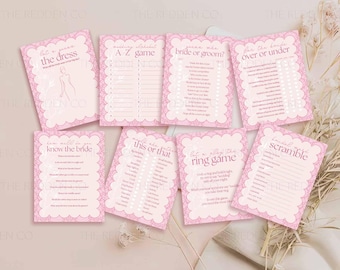 Pink Elegant Bridal Shower Games Printable, Floral Bridal Game Bundle