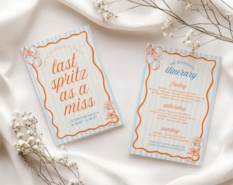Last Spritz as a Miss Invitation | Coastal Bachelorette Canva Template