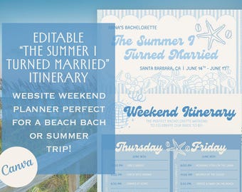 The Summer I Turned Married | Coastal Bachelorette Weekend Itinerary Template
