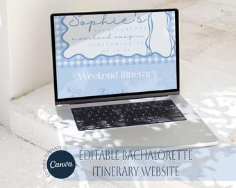 Bachelorette Itinerary Website, Canva Editable Template for Hen Party Travel Planner