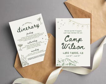 Camp Bach Invitation Template | Parent Trap Inspired Bachelorette 5x7 Editable Canva Template
