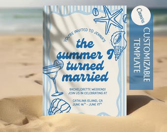 Coastal Bachelorette Invitation | The Summer I Turned Married Canva Template