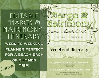 Margs and Matrimony Bach Itinerary | Editable Canva Bach Guide