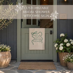 Bridal Shower Canvas Welcome Sign | Custom Fabric Banner | Personalized  Hanging Sign with Elegant Bow Design