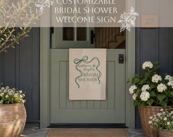 Bridal Shower Canvas Welcome Sign | Custom Fabric Banner | Personalized  Hanging Sign with Elegant Bow Design