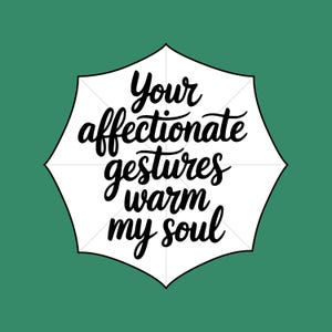 Dolcezza, gratitudine sincera, calligrafia artistica, ombrello – regalo sentimentale