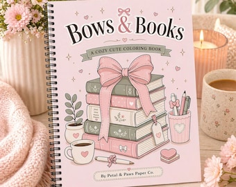Bows & Books Coloring Book | Cozy Book Lover Pages (8.5x11)