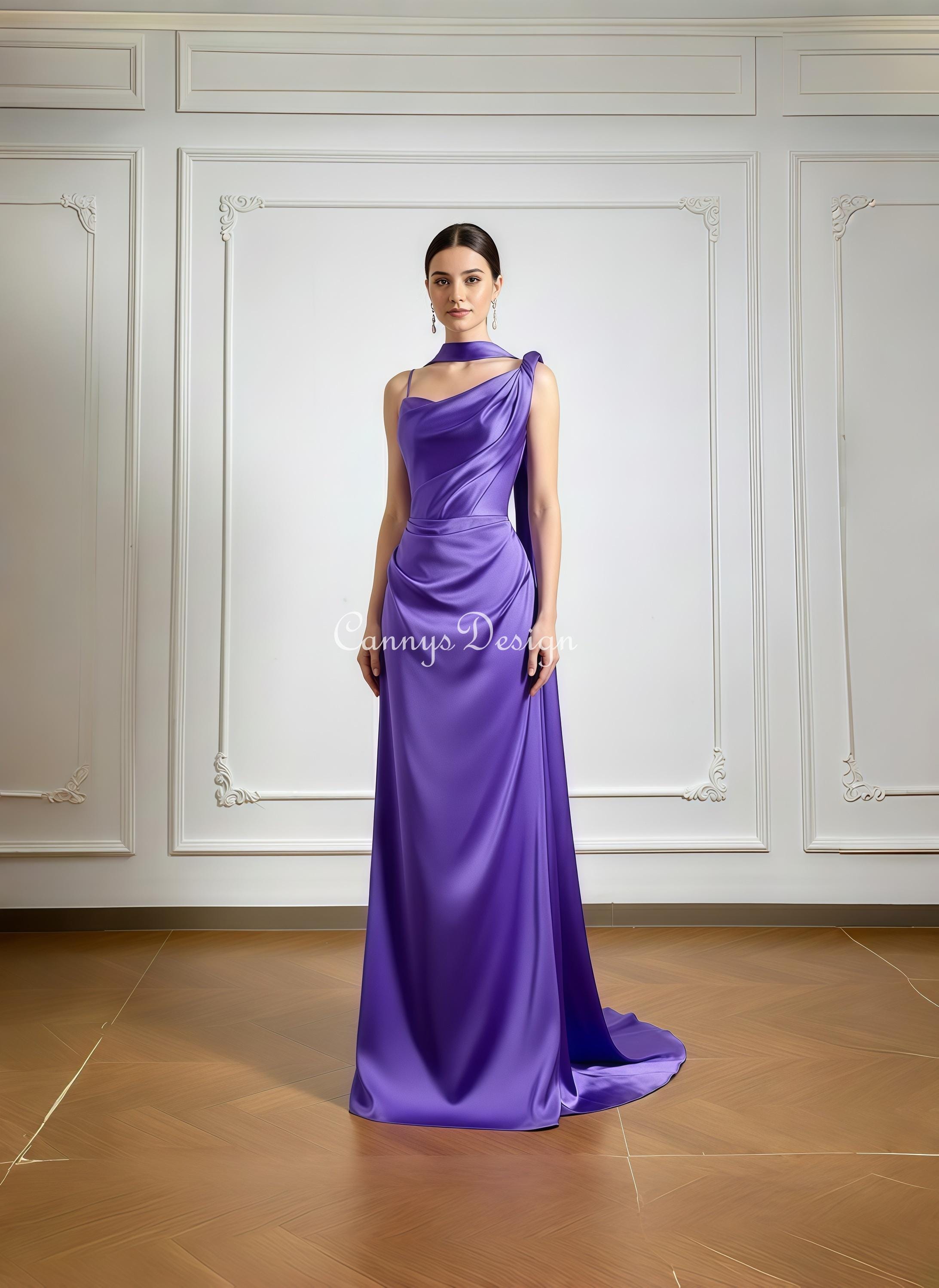 Purple Minimalist Satin Prom Dress
