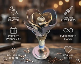 Bougie d'allumage faite main en rose - Pièce d'auto en métal recyclée, cadeau de la Saint-Valentin