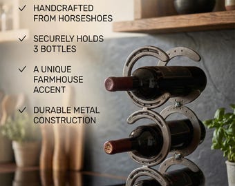 Casier à vin rustique fait main - Contient 3 bouteilles - Décoration murale style campagnard pour cuisine ou bar